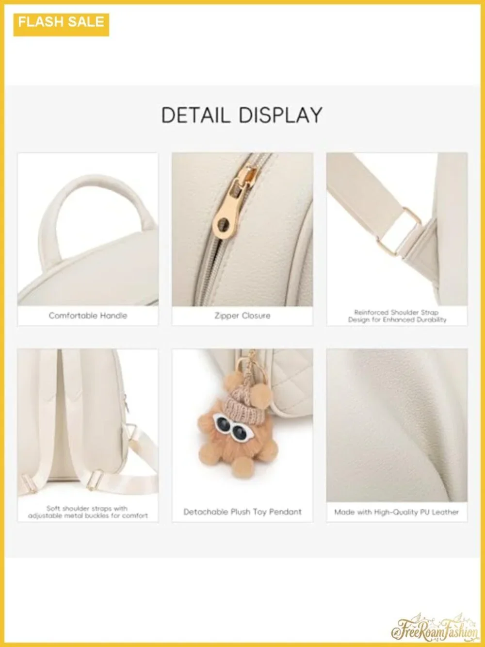Faux Leather Mini Backpack Purse with Cartoon Charm, Cute Fashion Backpack for